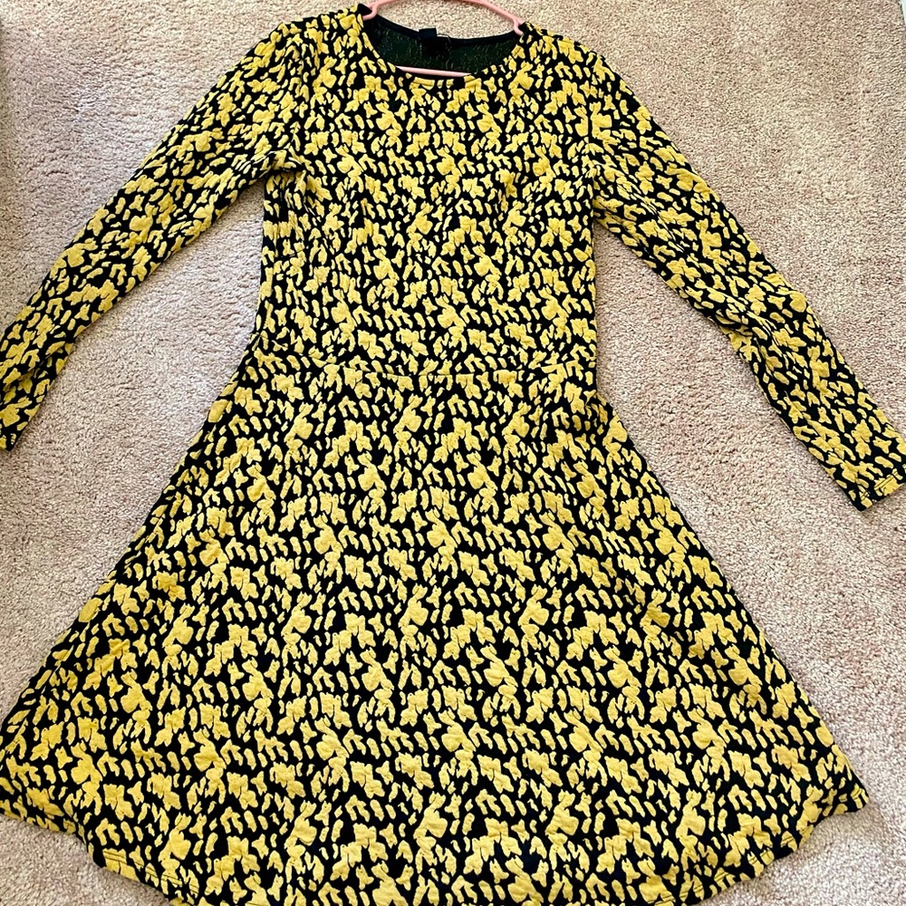 Yellow & black H&M large skater long sleeve dress
